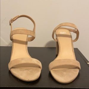 Suede nude block heel
